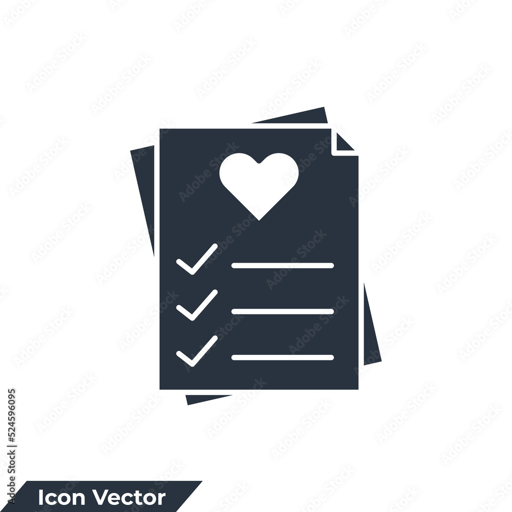 Poster wish list icon logo vector illustration. like document symbol template for graphic and web design co