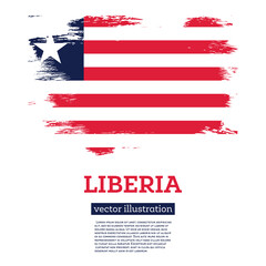 Liberia Flag with Brush Strokes. Independence Day.