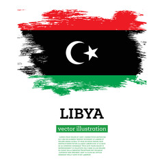 Libya Flag with Brush Strokes. Independence Day.