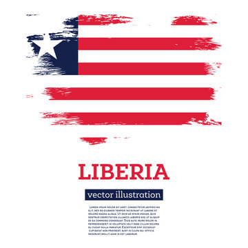 Liberia Flag with Brush Strokes. Independence Day.