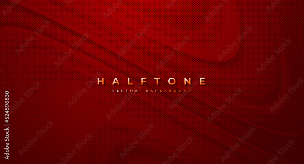 Poster halftone dotted a red background. abstract polka dot style texture. trendy halftone dot pattern.