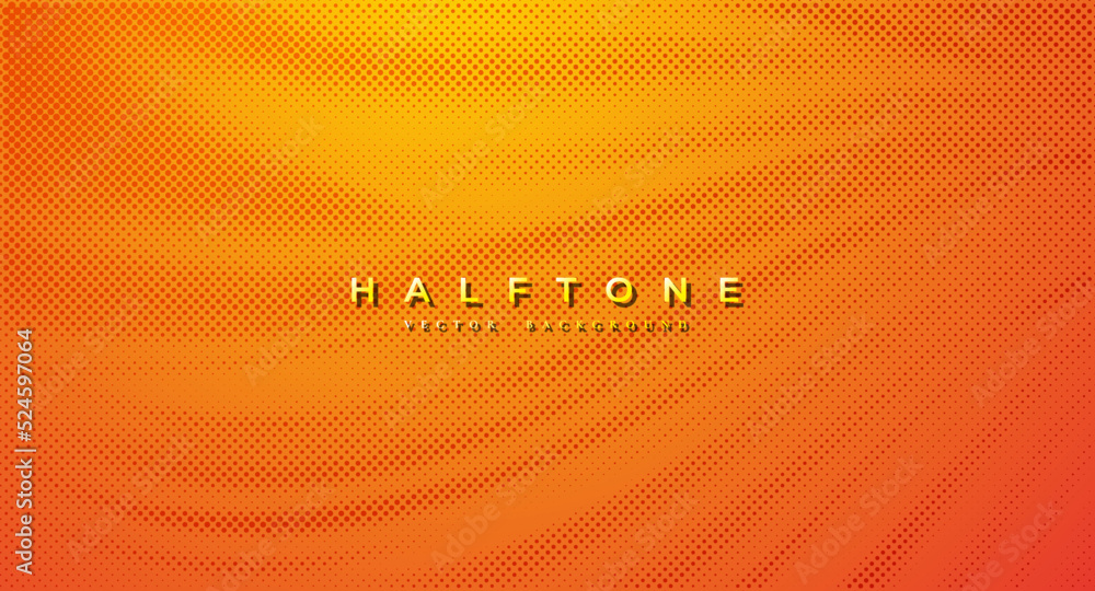 Poster halftone dotted orange background. abstract polka dot style texture. abstract halftone dot pattern.