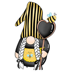 Honey bee gnome design illustration 