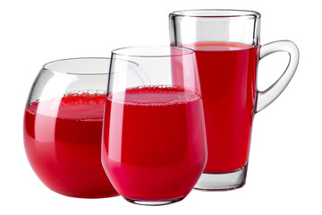 Realistic Transparent Glass of Red Juice isolated on alpha background