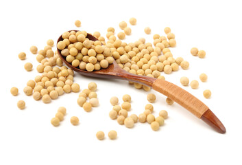 soy beans on white background.