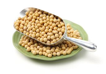 soy beans on white background.