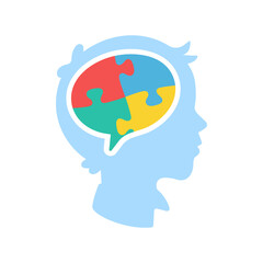 heart color jigsaw Concept of caring for mentally ill children with autism