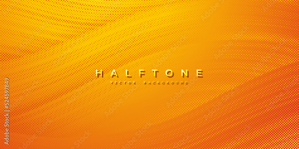Poster halftone dotted a orange background. abstract polka dot style texture. abstract halftone dot pattern