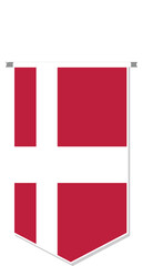 Denmark flag in soccer pennant, various shape.