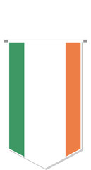 Ireland flag in soccer pennant, various shape.