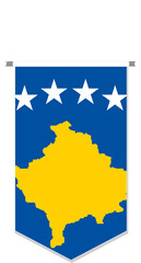 Kosovo flag in soccer pennant, various shape.