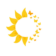 blooming yellow sunflowers full of sunflower seeds inside for decorating welcome cards