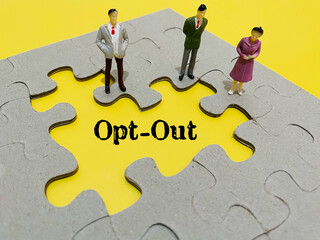 opt out with business team with puzzle pieces