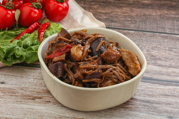 Udon soba with pork and vegetables