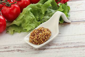 Mustard seeds sauce in the bowl