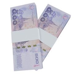 Thailand currency baht 500: stack of baht thai banknote