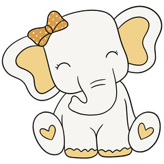 Cute elephant cartoon design character 