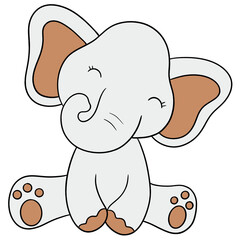 Cute elephant cartoon design character 