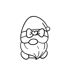 Fototapeta premium Line art cartoon Easter gnomes holding eggs decorate coloring book for kids