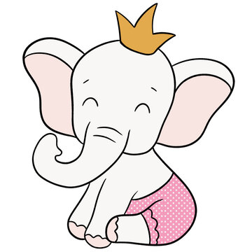 Cute elephant cartoon design character 