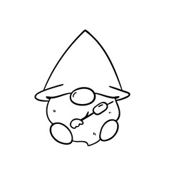 cartoon lines camping gnomes holding hiking gear coloring book for kids