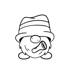 cartoon lines camping gnomes holding hiking gear coloring book for kids