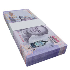 Thailand currency baht 500: stack of baht thai banknote