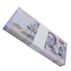 Thailand currency baht 500: stack of baht thai banknote
