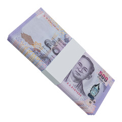 Thailand currency baht 500: stack of baht thai banknote
