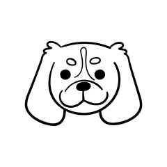 hand drawn lines cute dog face