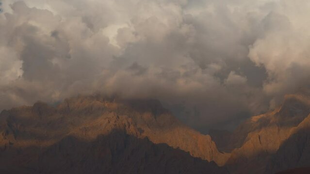Panorama of mountains with beautiful clouds. mountains of Turkey. Aladaglar mountain range.

