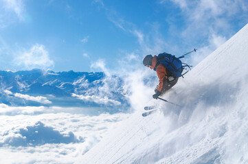 Naklejka na ściany i meble Spektakulär Skifahren über den Wolken
