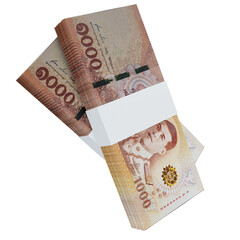 Thailand currency baht 1000: stack of baht thai banknote