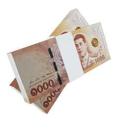 Thailand currency baht 1000: stack of baht thai banknote