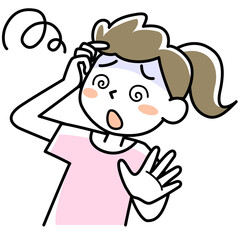眩暈を感じる若い女性の上半身

