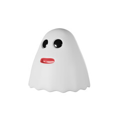 Halloween smiley ghost, PNG 3d illustration