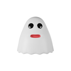 Halloween smiley ghost, PNG 3d illustration