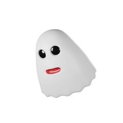 Halloween smiley ghost, PNG 3d illustration