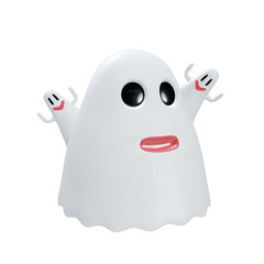 Halloween smiley ghost, PNG 3d illustration