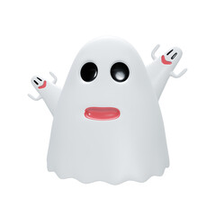 Halloween smiley ghost, PNG 3d illustration