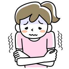 寒気がして震える若い男性の上半身