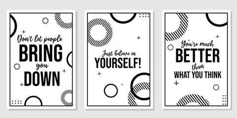 quote design set for wall decoration. black and white background. simple and cool interior