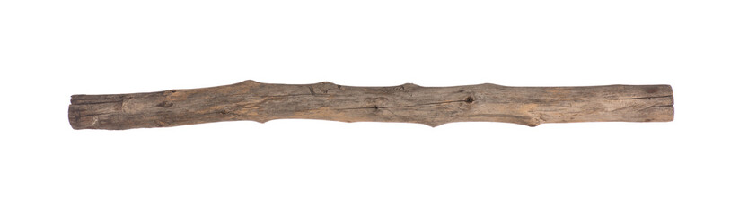 old wooden stick with cracks isolated on white background - obrazy, fototapety, plakaty