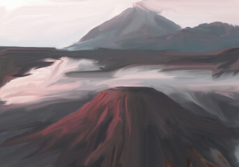 Abstract painting of Mount Bromo Indonesia
