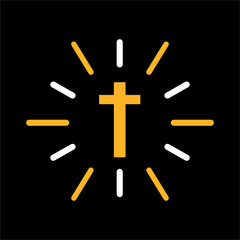 Vector logo design of cross and sunshine symbol.