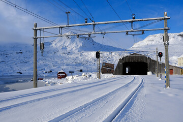 Train tracks and snow, Finse, Norway