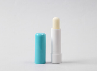 Hygienic lipstick on a white background. lip balm