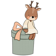 Cute deer cartoon design character 