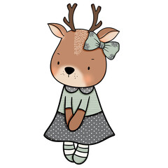 Cute deer cartoon design character 