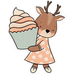 Cute deer cartoon design character 